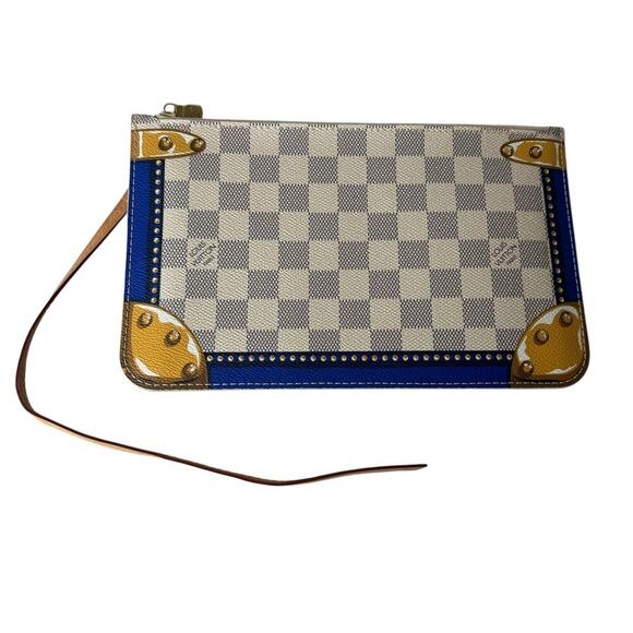 Louis Vuitton Neverfull Pochette Wristlet Damier Azur - Picture 3 of 4